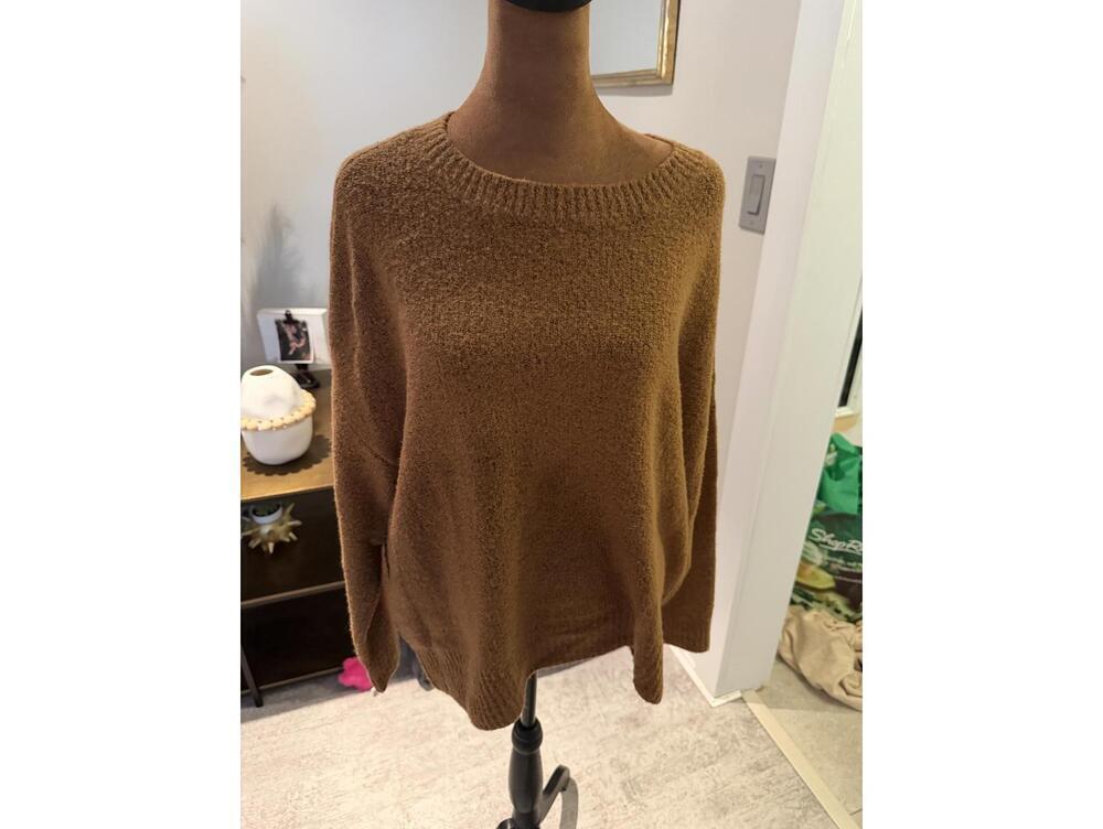 Alice & Olivia Brown Cashmere/Wool Blend Cozy Knit Sweater sz XS Oversized